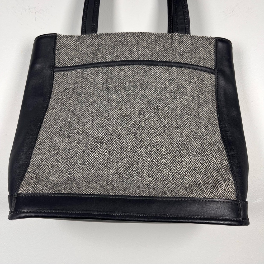 Coach Y2K Bleecker Satchel Wool Leather Bag Herringbone Purse Academia Preppy - Picture 11 of 11